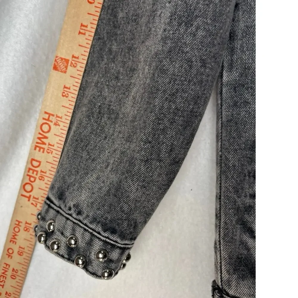 Fornia Girl’s Dark Gray Denim Studded Trucker Jacket Size XLARGE or Adult XSMALL